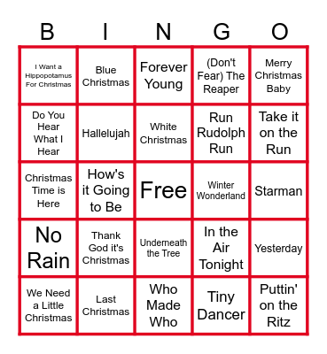 🎶MUSIC BINGO at the Ann Arbor Eagles!  🎅Christmas and Nostalgia! 🎄List #2! Bingo Card