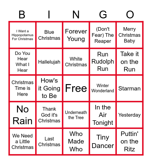 🎶MUSIC BINGO at the Ann Arbor Eagles!  🎅Christmas and Nostalgia! 🎄List #2! Bingo Card
