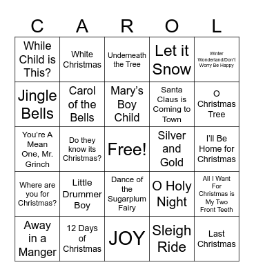 Christmas Music Bingo!! Bingo Card