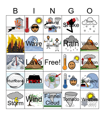 Natural Disasters Bingo and Weather Bingo Card