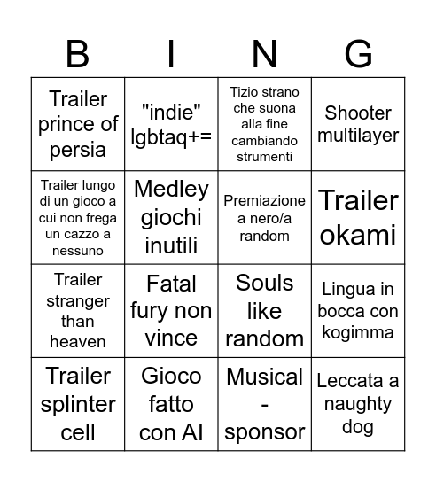 TGA 2025 Bingo Card