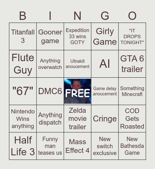 2025 Game awards Bingo Card
