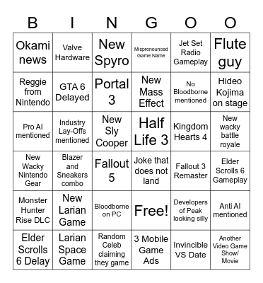 Game Awards 2025 by Deek Bingo Card