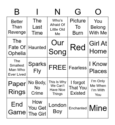 Quintessentially Charisse Bingo Card