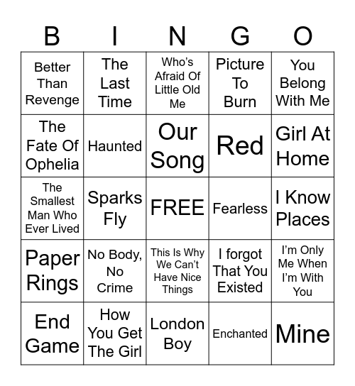 Quintessentially Charisse Bingo Card