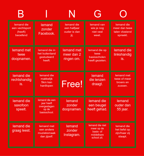 Mensenbingo Card