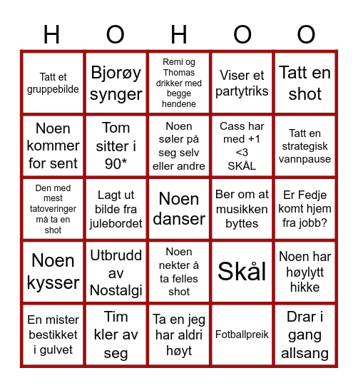 Vennejulebord 2025 Bingo Card