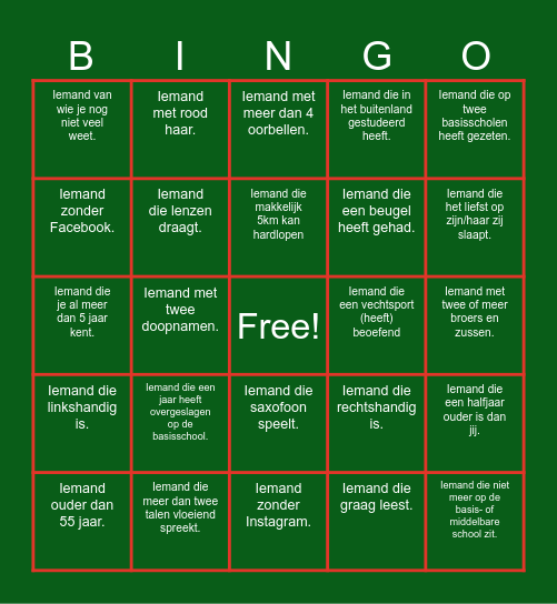 Mensenbingo Card
