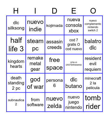 Bingo MUY en serio Bingo Card