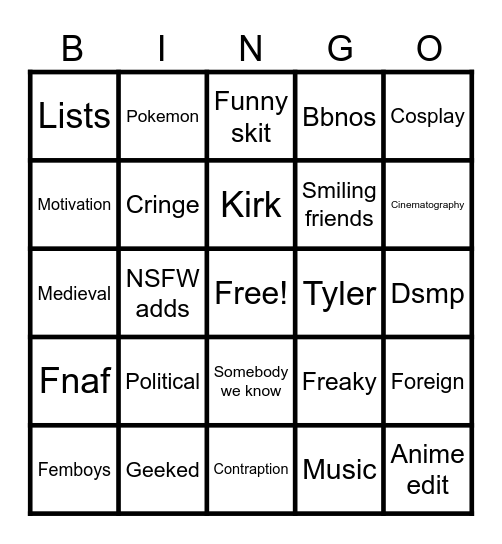 Untitled Bingo Card