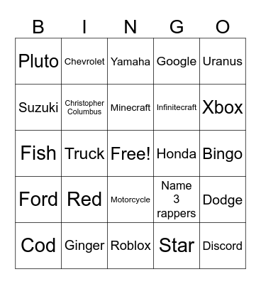 Infinite craft Bingo Card