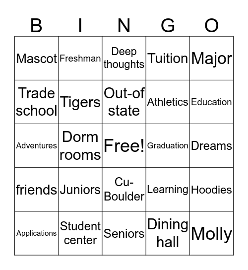 Mentoring Bingo Card