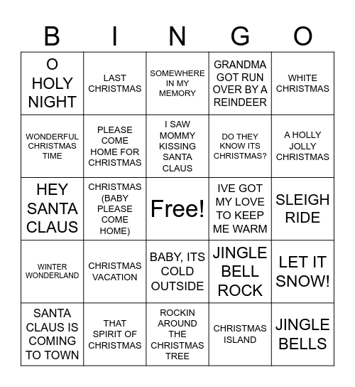 REINDEER GAMES Bingo Card