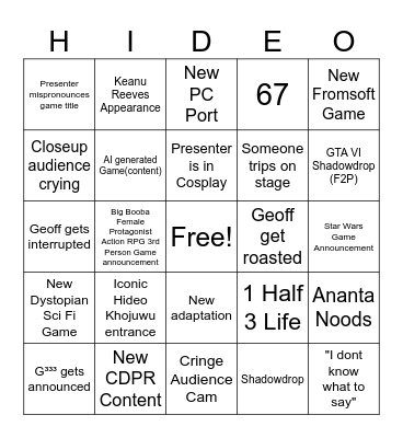 The Grandma Abortions Bingo Card