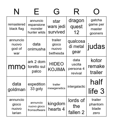 Kobe Bryant Bingo Card