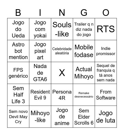 Game Awards BINGO Card