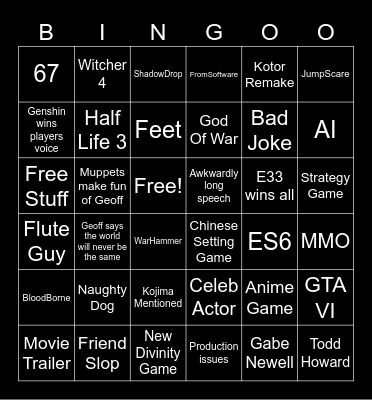 Game Awards 2025 MED1 Bingo Card