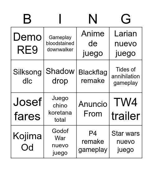 koretana bingo total Bingo Card