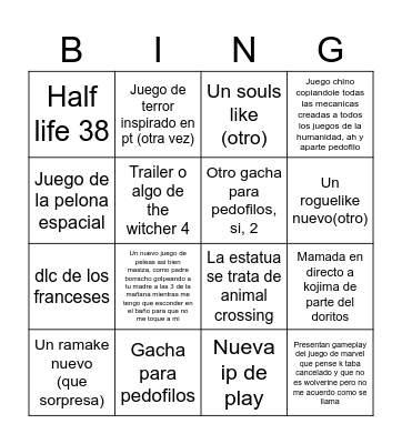 GOTY 2025 Bingo Card