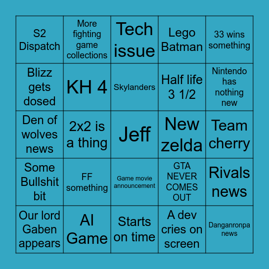 The Jakob awards Bingo Card