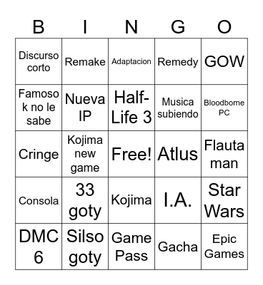 VGA Bingo Card