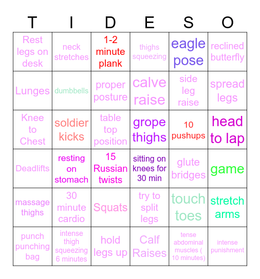 E-Void Bingo Card