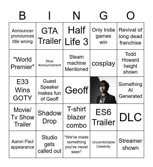Geoff showing us stuff in his bedroom Bingo Card