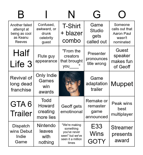 The Game Awards 2025 Bingo Card
