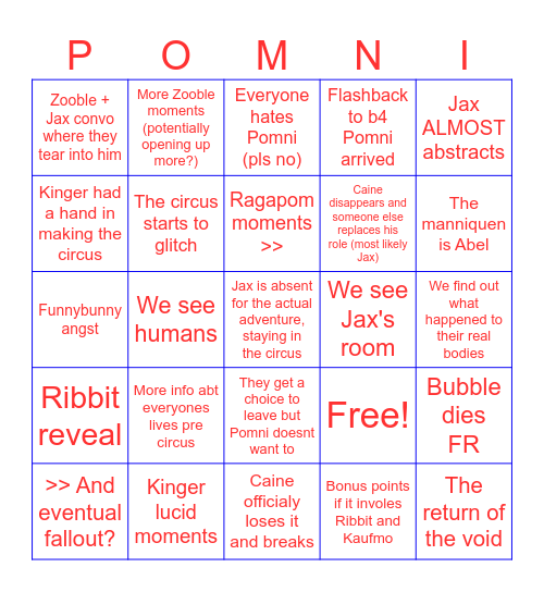 TADC EP 7 PREDICTIONS Bingo Card