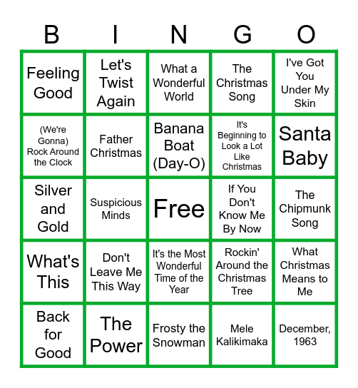 🎶MUSIC BINGO at the Ann Arbor Eagles!  🎅Christmas and Nostalgia! 🎄List #1! Bingo Card