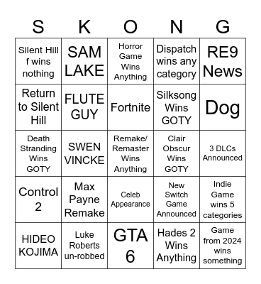 TGA 2025 Bingo Card