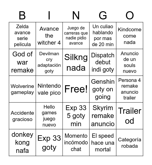 Gotys  del fckin año Bingo Card