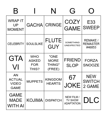 GAME AWARDS 2025 Bingo Card