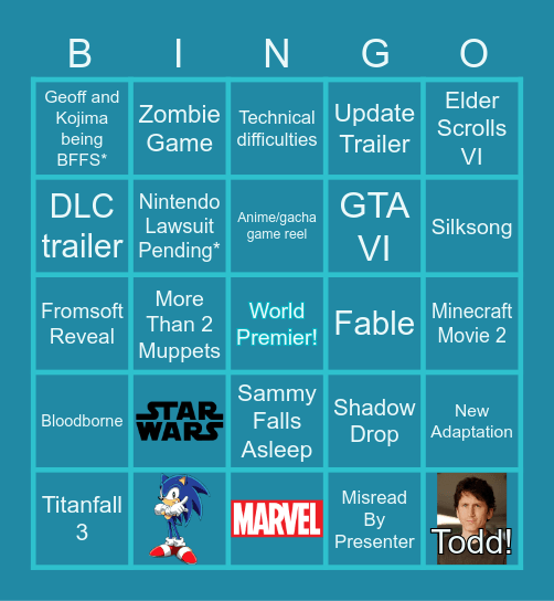The Game Awards Bingo! Bingo Card