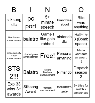 Game Awards - Murloc Bingo Card