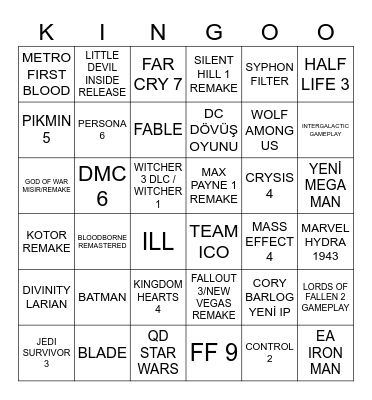 TGA 2025 Bingo Card