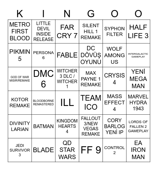 TGA 2025 Bingo Card