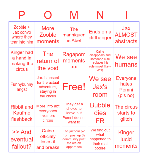 TADC EP 7 PREDICTIONS Bingo Card