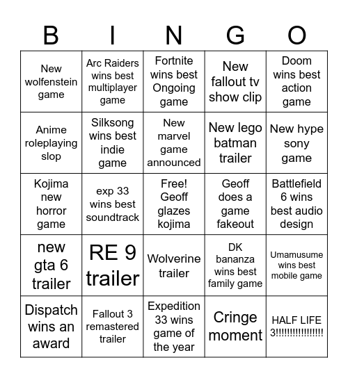 Untitled Bingo Card