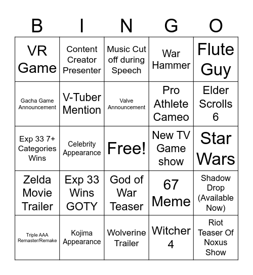 Untitled Bingo Card