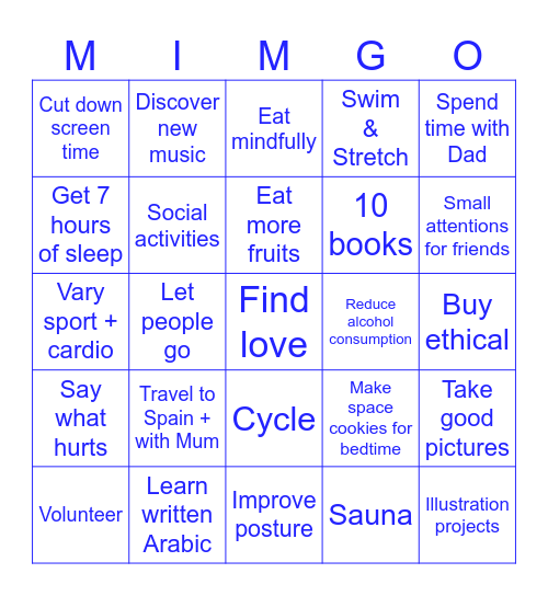 MIMGO Bingo Card