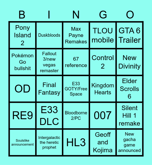 TGA CACORD BINGO 2025 Bingo Card
