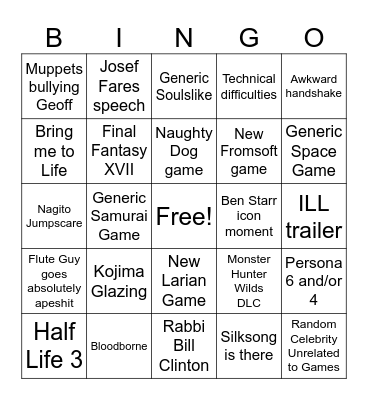 TGA 2025 Bingo Card