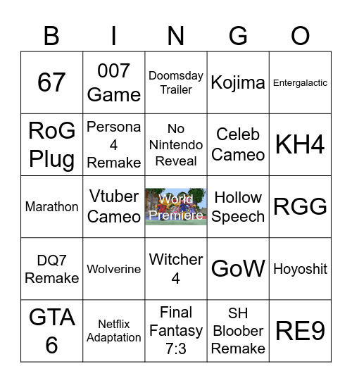 Game Awards 2025 Bingo Card