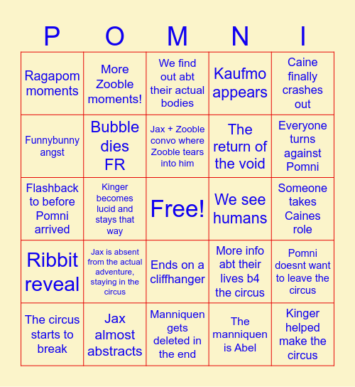 TADC EP 7 PREDICTIONS Bingo Card