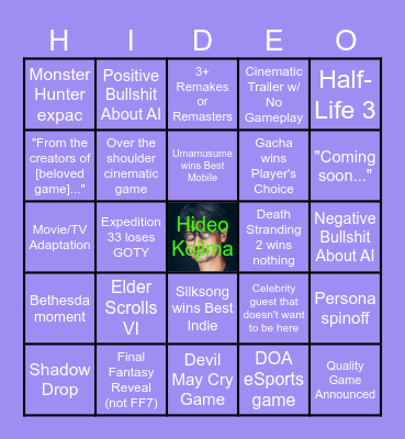 yeet street kojima awards Bingo Card