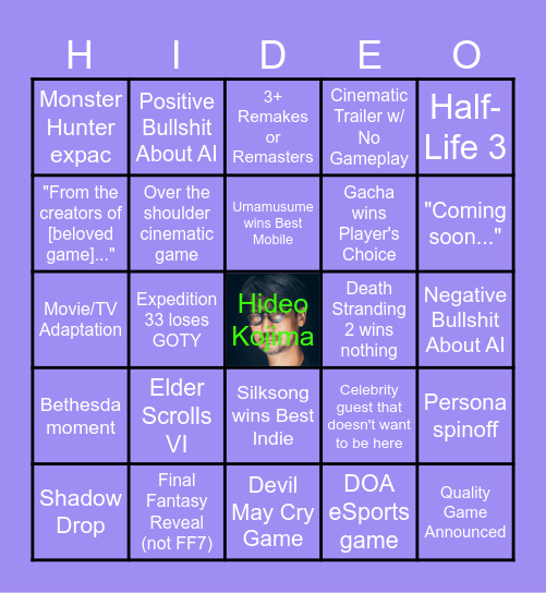 yeet street kojima awards Bingo Card