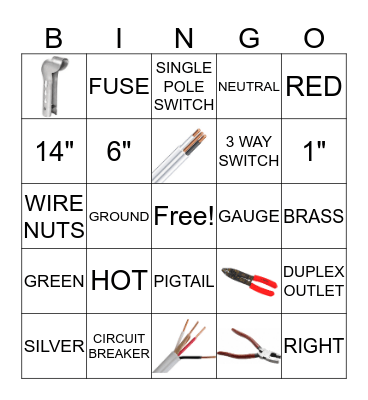 Residential Wiring Bingo Card