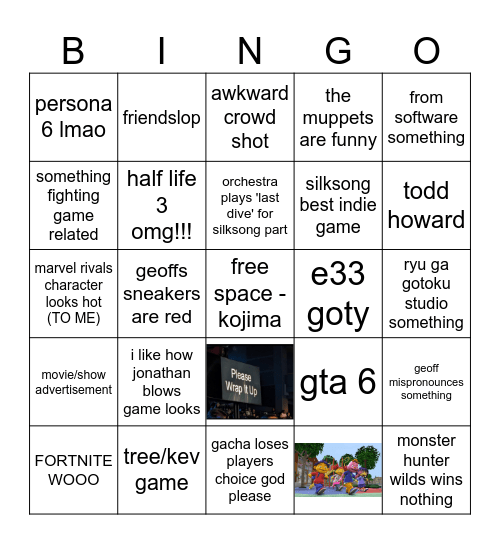 the game awards 2025 Bingo Card