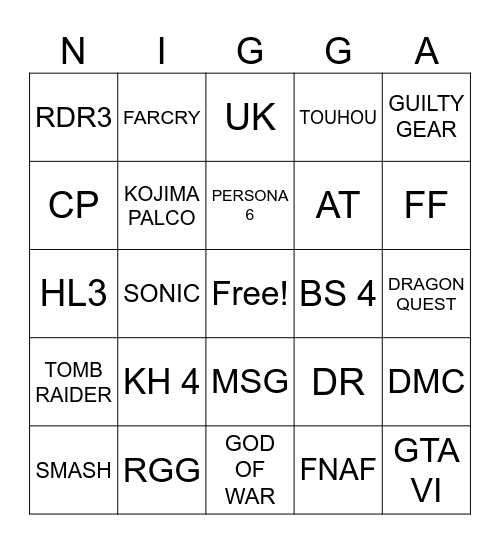 GOTY 2026 AWARD Bingo Card